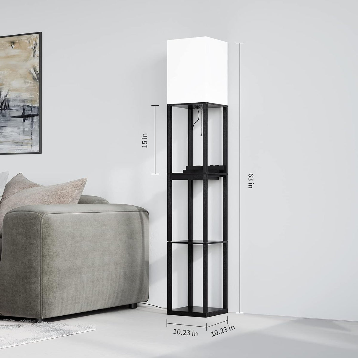✨ Dimmable Shelf Floor Lamp 📚 Modern Standing Light with 3-Tier Display Shelves for a Cozy Home