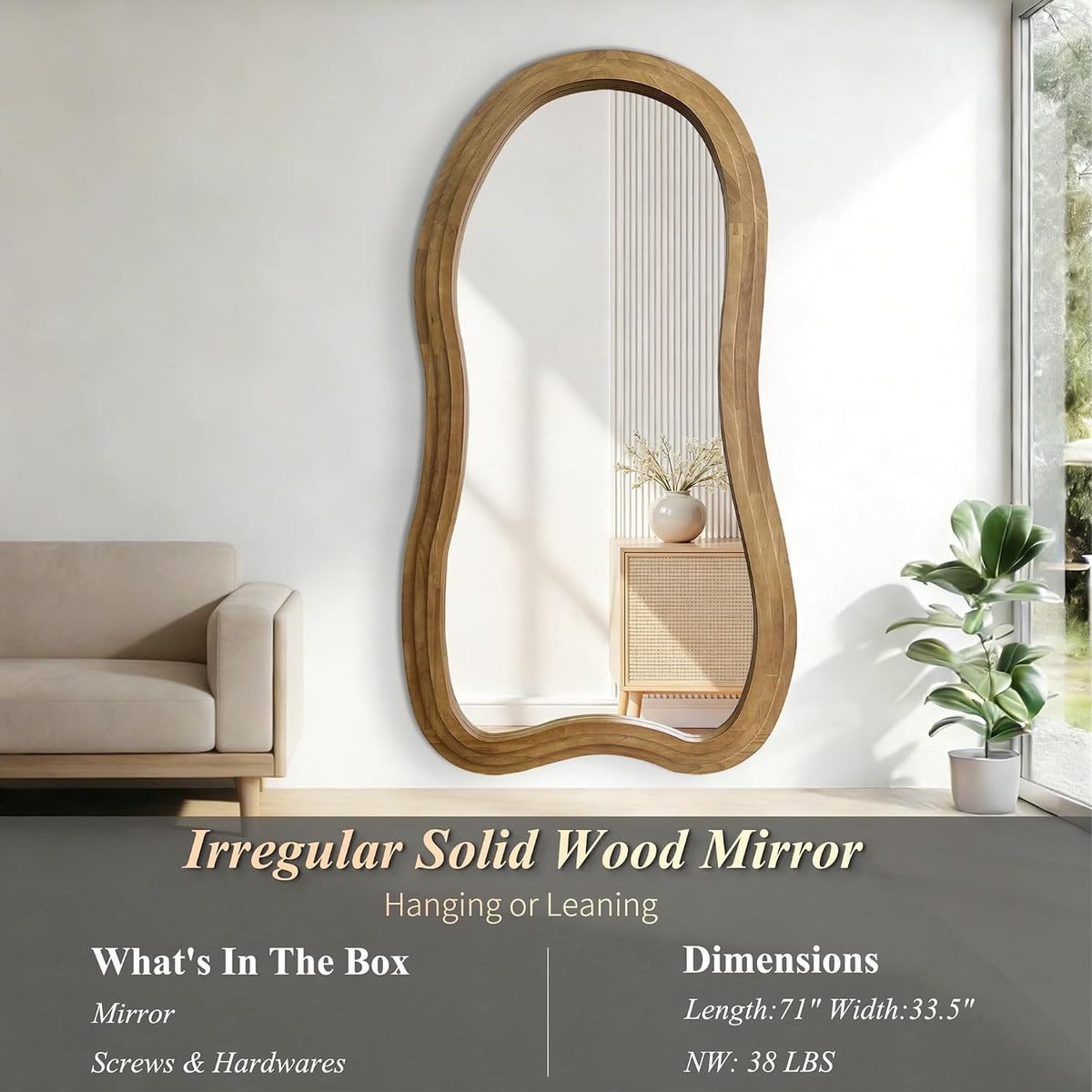 ✨ Irregular Full-Length Floor Mirror – Modern 3-Layer Design for a Stylish, Light-Filled Home 🪞
