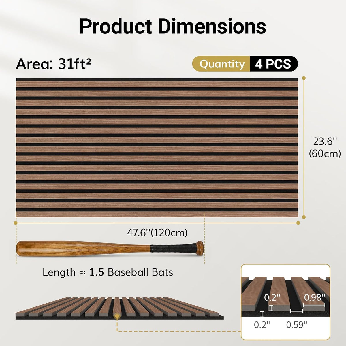 🪵 Walnut Wood Slat Acoustic Wall Panels ✨ Modern Decorative Wall Covering for a Cozy Home