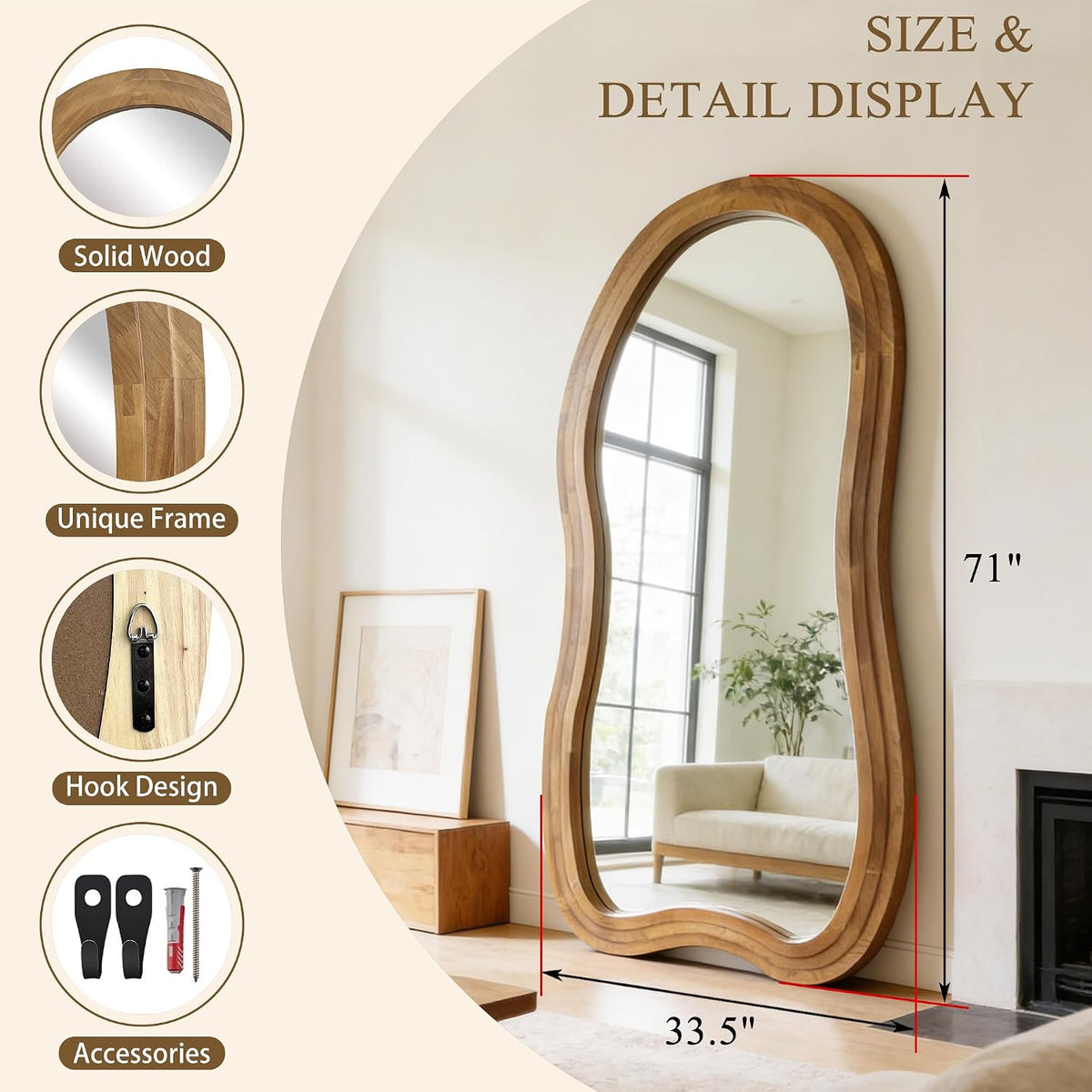 ✨ Irregular Full-Length Floor Mirror – Modern 3-Layer Design for a Stylish, Light-Filled Home 🪞