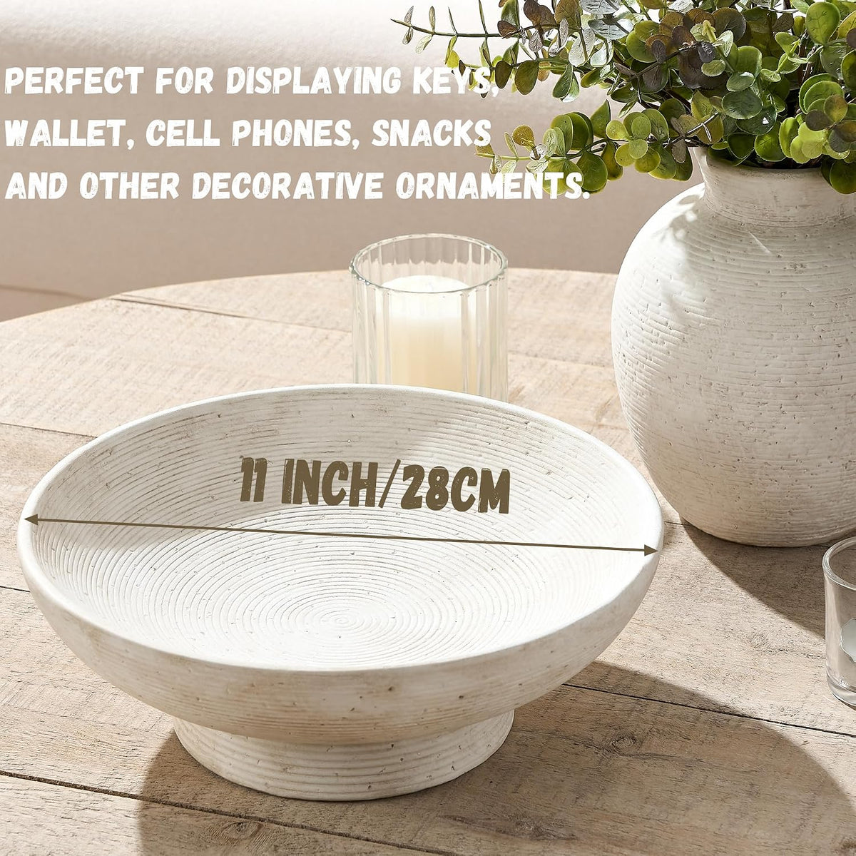 🤍 Rustic Ceramic Accent Table ✨ Farmhouse Decorative Side Table for a Cozy & Stylish Home