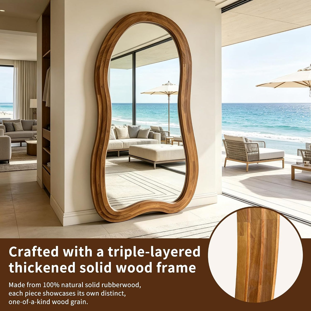 ✨ Irregular Full-Length Floor Mirror – Modern 3-Layer Design for a Stylish, Light-Filled Home 🪞
