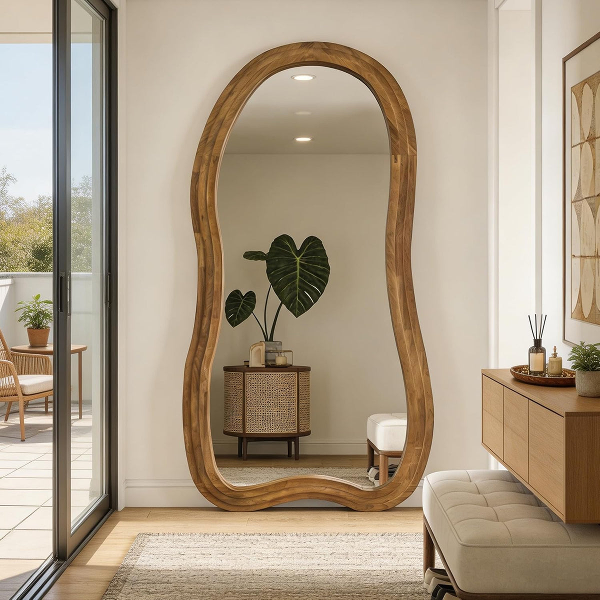 ✨ Irregular Full-Length Floor Mirror – Modern 3-Layer Design for a Stylish, Light-Filled Home 🪞