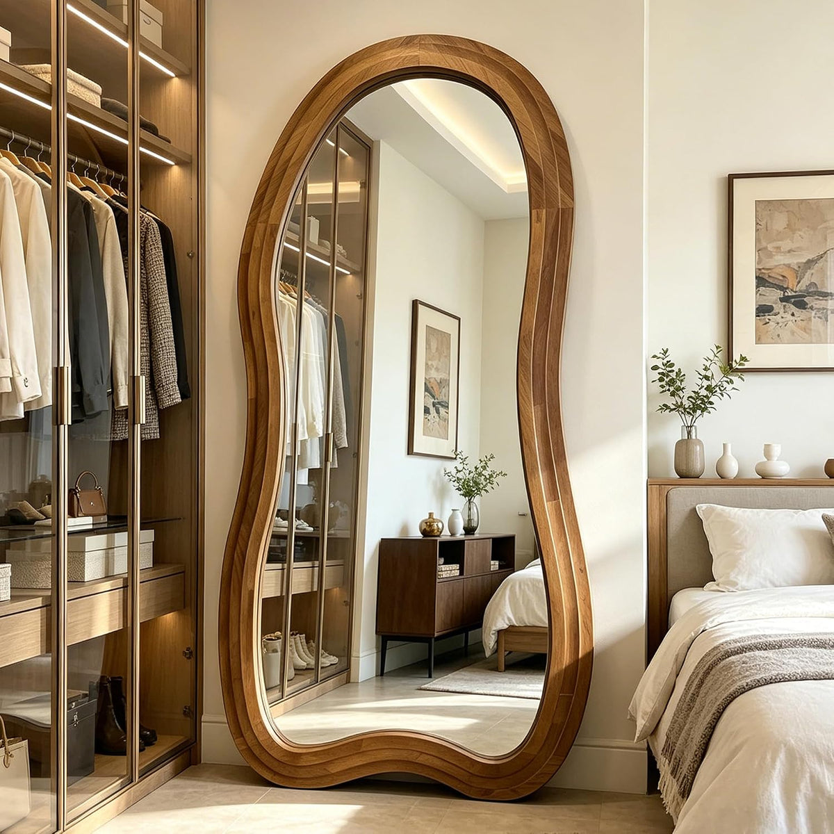 ✨ Irregular Full-Length Floor Mirror – Modern 3-Layer Design for a Stylish, Light-Filled Home 🪞