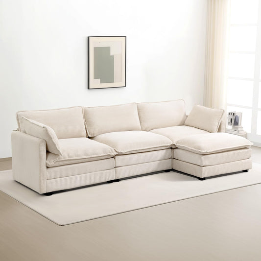 🛋️ Oversized Corduroy Modular Sectional Sofa – Cozy Deep Seating for Modern Living ✨