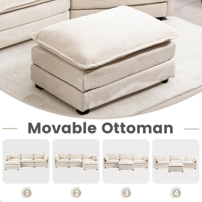 🛋️ Oversized Corduroy Modular Sectional Sofa – Cozy Deep Seating for Modern Living ✨