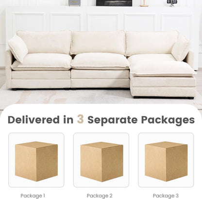 🛋️ Oversized Corduroy Modular Sectional Sofa – Cozy Deep Seating for Modern Living ✨