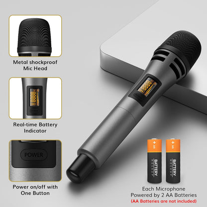 🎤 Dual Wireless Microphone System ✨ UHF Handheld Mics for Karaoke, Parties & Live Events