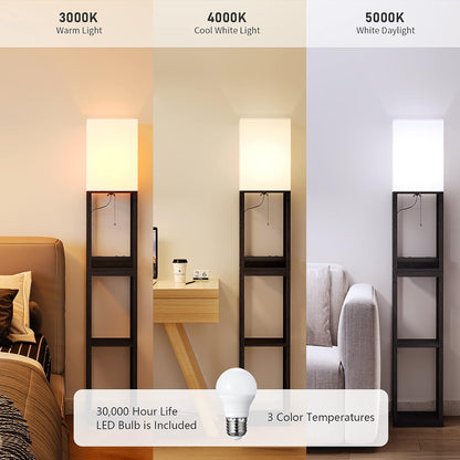 ✨ Dimmable Shelf Floor Lamp 📚 Modern Standing Light with 3-Tier Display Shelves for a Cozy Home