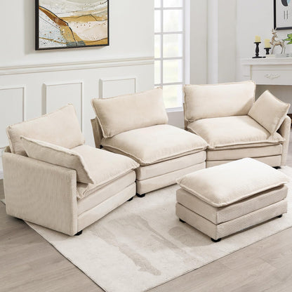 🛋️ Oversized Corduroy Modular Sectional Sofa – Cozy Deep Seating for Modern Living ✨
