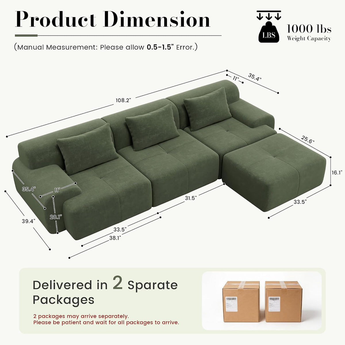 ☁️ Modern Boneless Modular Sectional Sofa – Cozy Cloud-Like Comfort for Your Living Room 🛋️✨
