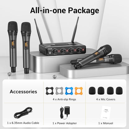 🎤 Dual Wireless Microphone System ✨ UHF Handheld Mics for Karaoke, Parties & Live Events