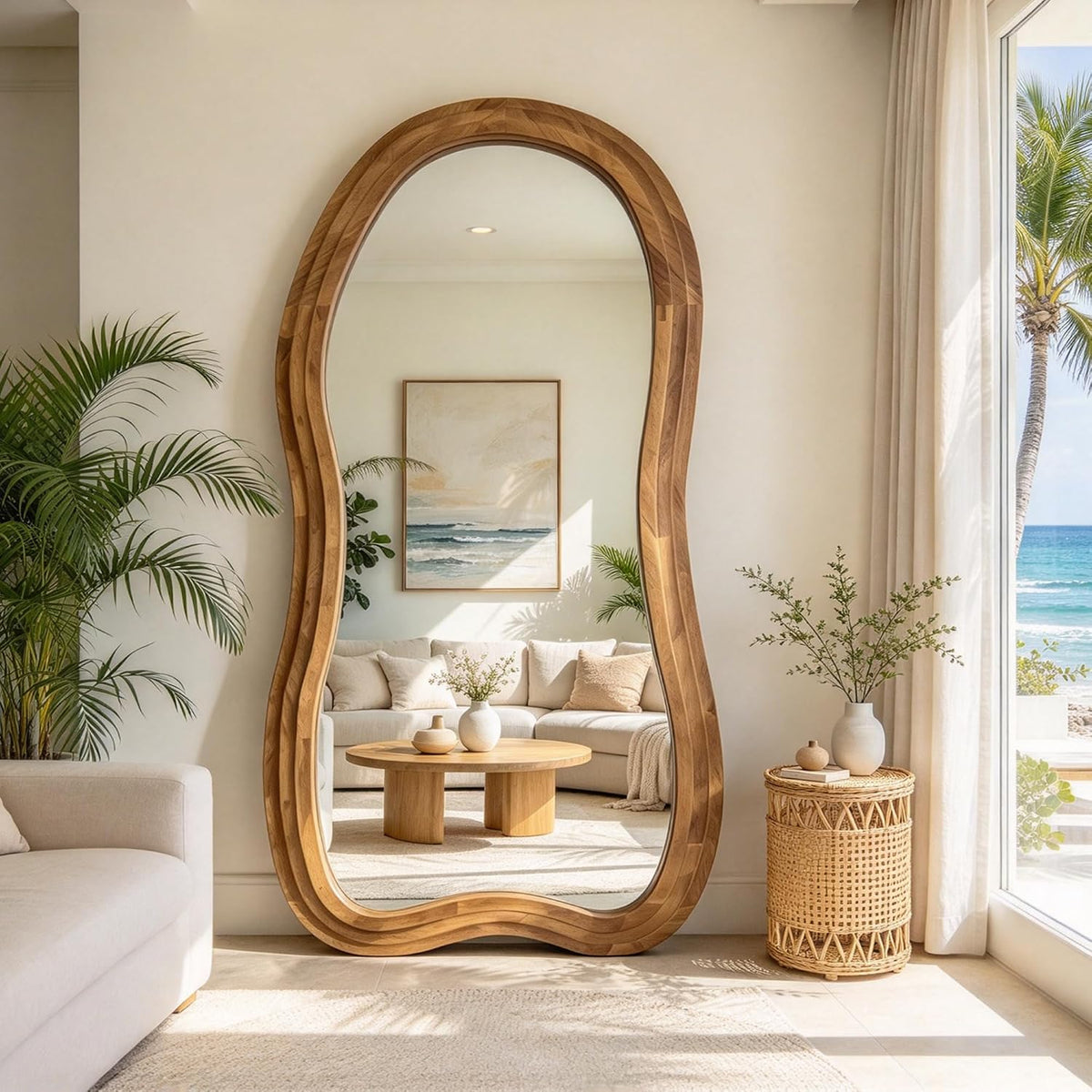 ✨ Irregular Full-Length Floor Mirror – Modern 3-Layer Design for a Stylish, Light-Filled Home 🪞