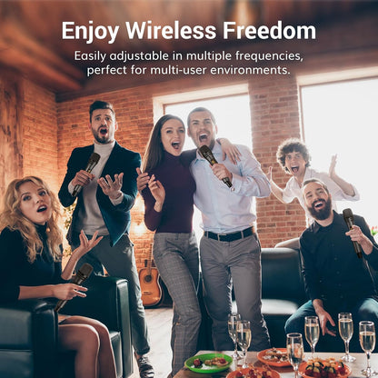 🎤 Dual Wireless Microphone System ✨ UHF Handheld Mics for Karaoke, Parties & Live Events