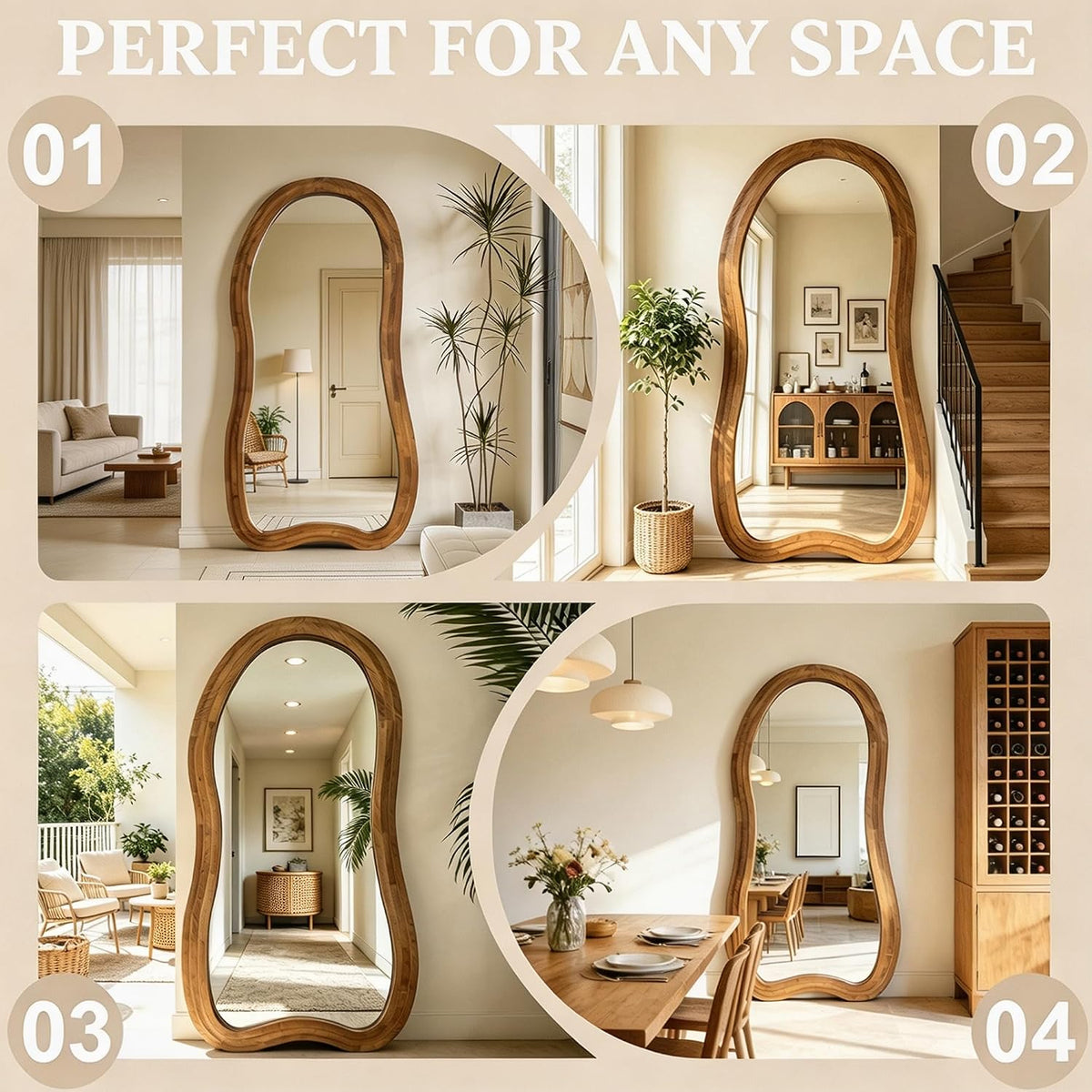 ✨ Irregular Full-Length Floor Mirror – Modern 3-Layer Design for a Stylish, Light-Filled Home 🪞