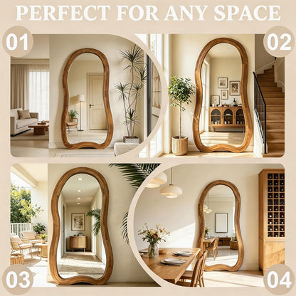 ✨ Irregular Full-Length Floor Mirror – Modern 3-Layer Design for a Stylish, Light-Filled Home 🪞